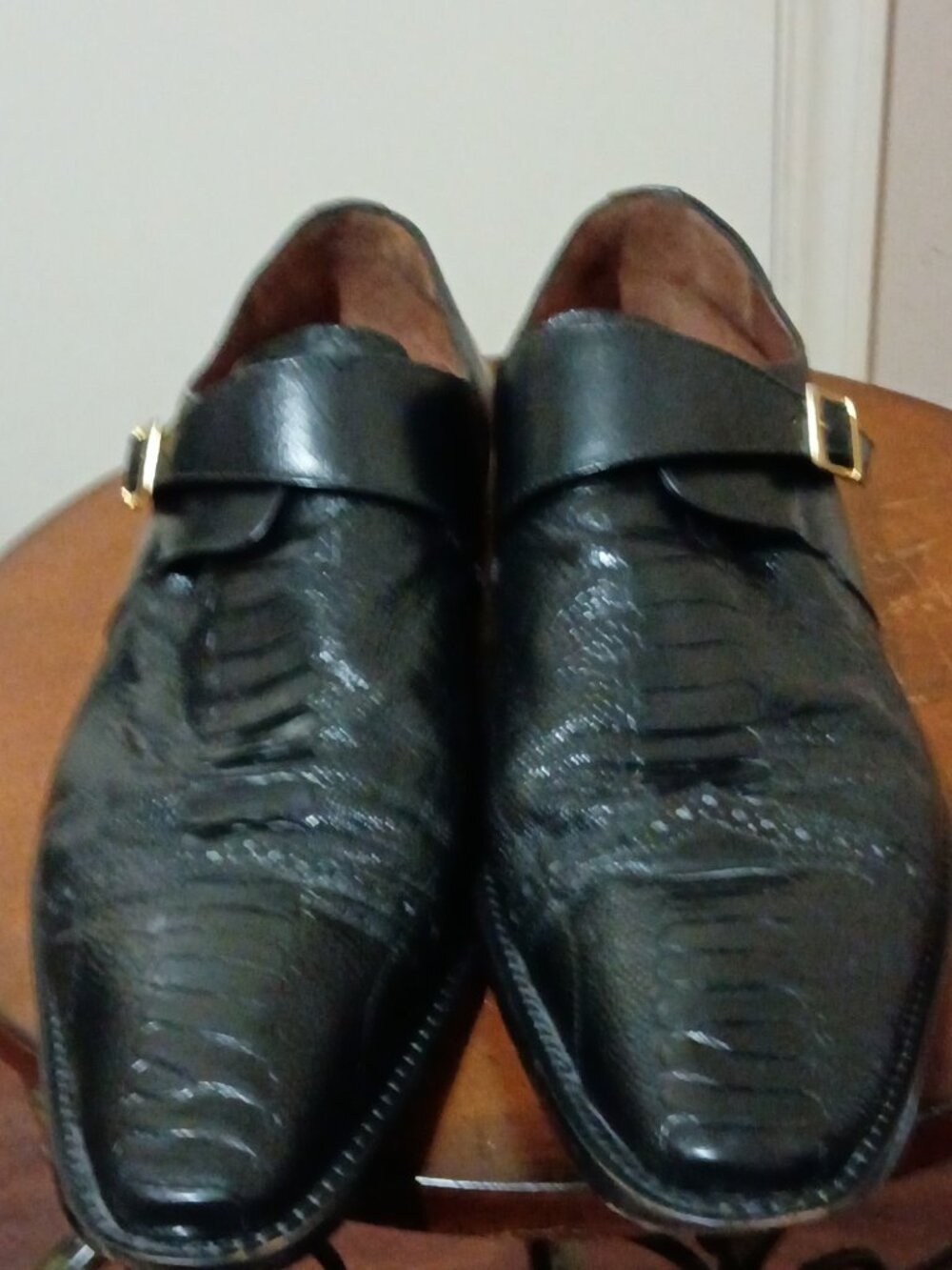 Belvedere Black Genuine Ostrich Leg Monk Strap Dress Shoes Size 12 - Picture 7 of 14